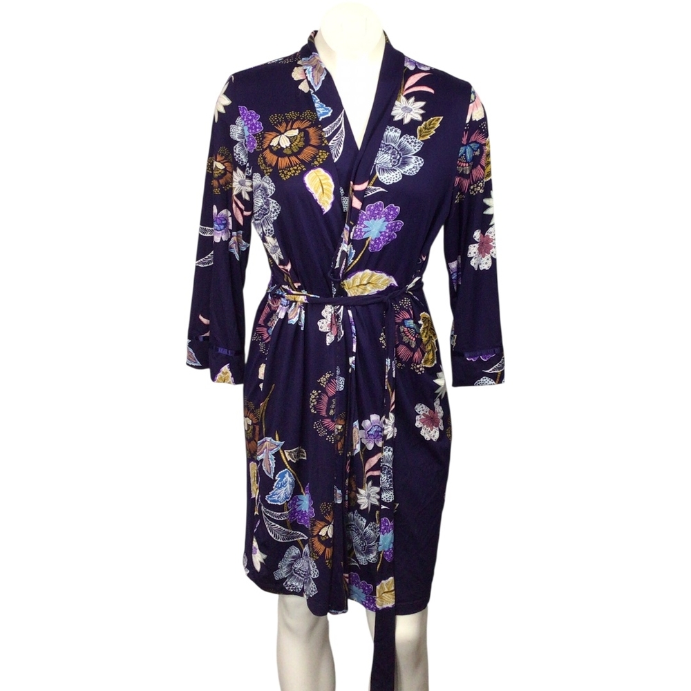 Linea Donatella Blue and Purple Floral Robe